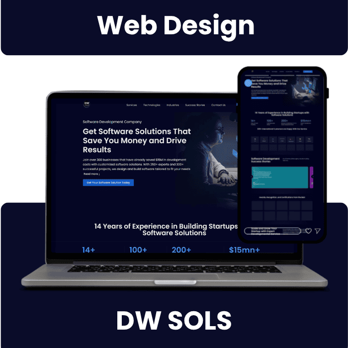 DW SOLS responsive website portfolio mockup