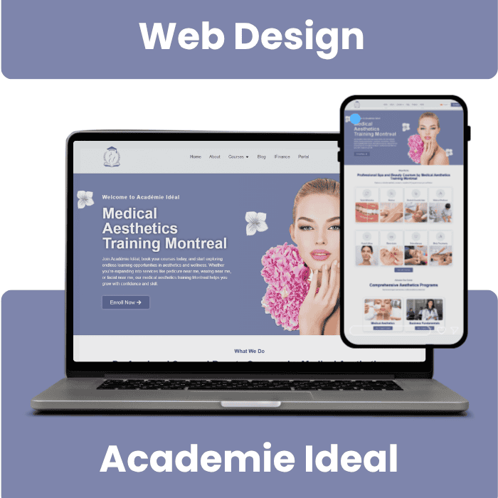 Academie Ideal responsive website portfolio mockup
