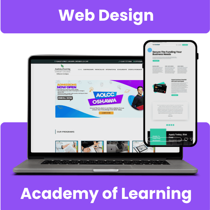 Academy of Learning — Project 2 responsive website portfolio mockup