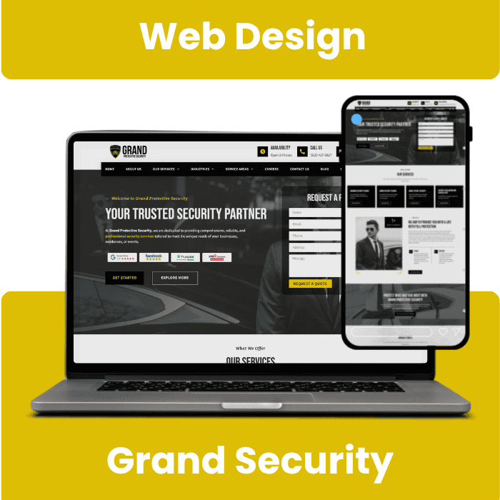 Grand Security responsive website portfolio mockup