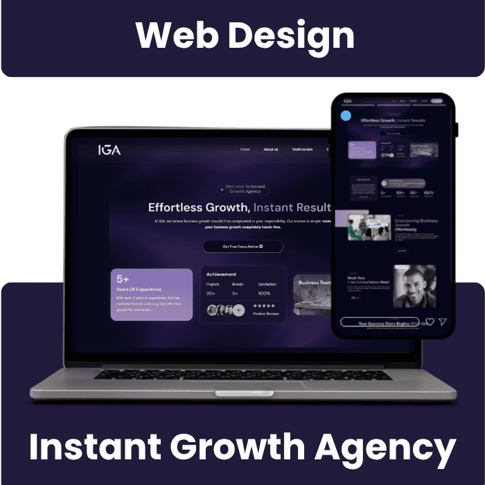 Instant Growth Agency responsive website portfolio mockup
