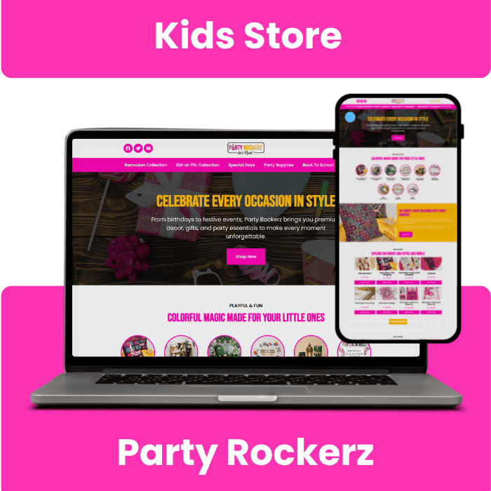 Party Rockerz responsive website portfolio mockup